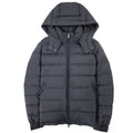 Valentino All Over Optical Valentino Print Hooded Nylon Down Navy