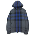 Burberry Check Cotton Blend Hooded Jacket Oceanic Blue