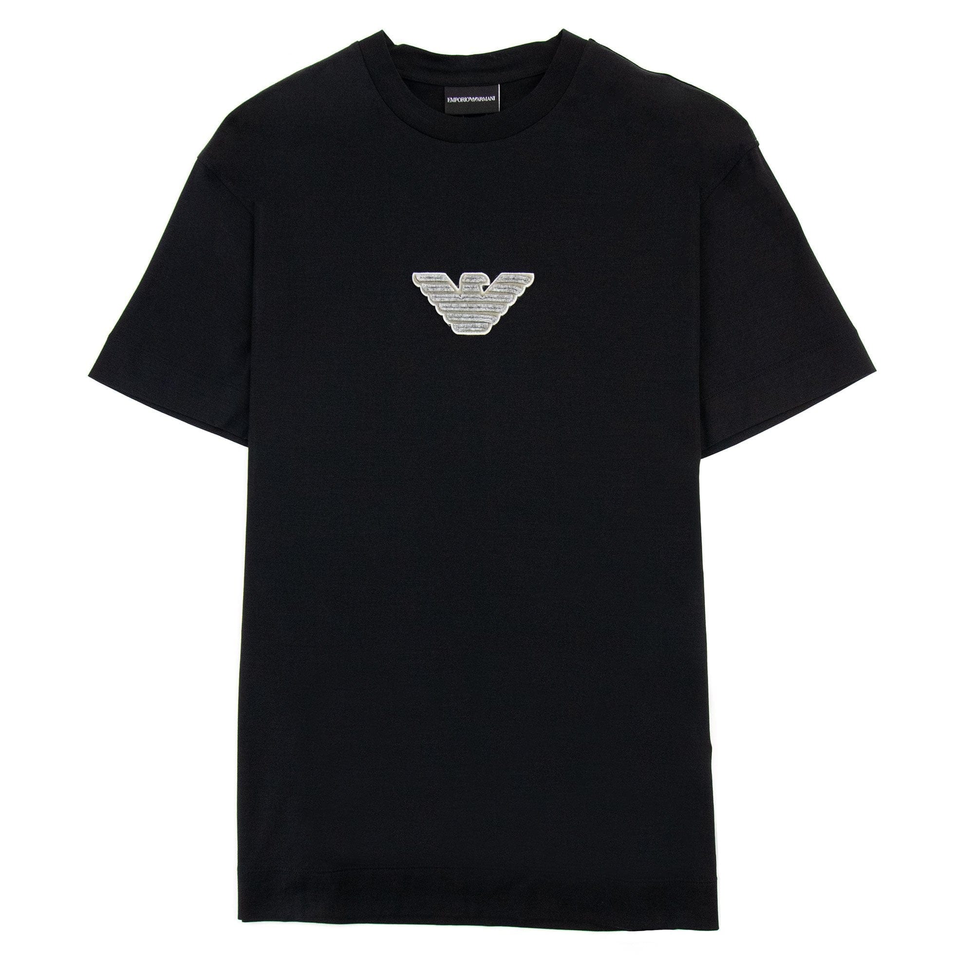 Emporio Armani Felt Eagle Patch Tencel Blend T Shirt Black 999