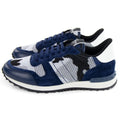 Valentino Mesh Fabric Camouflage Sneaker Blue/silver De3