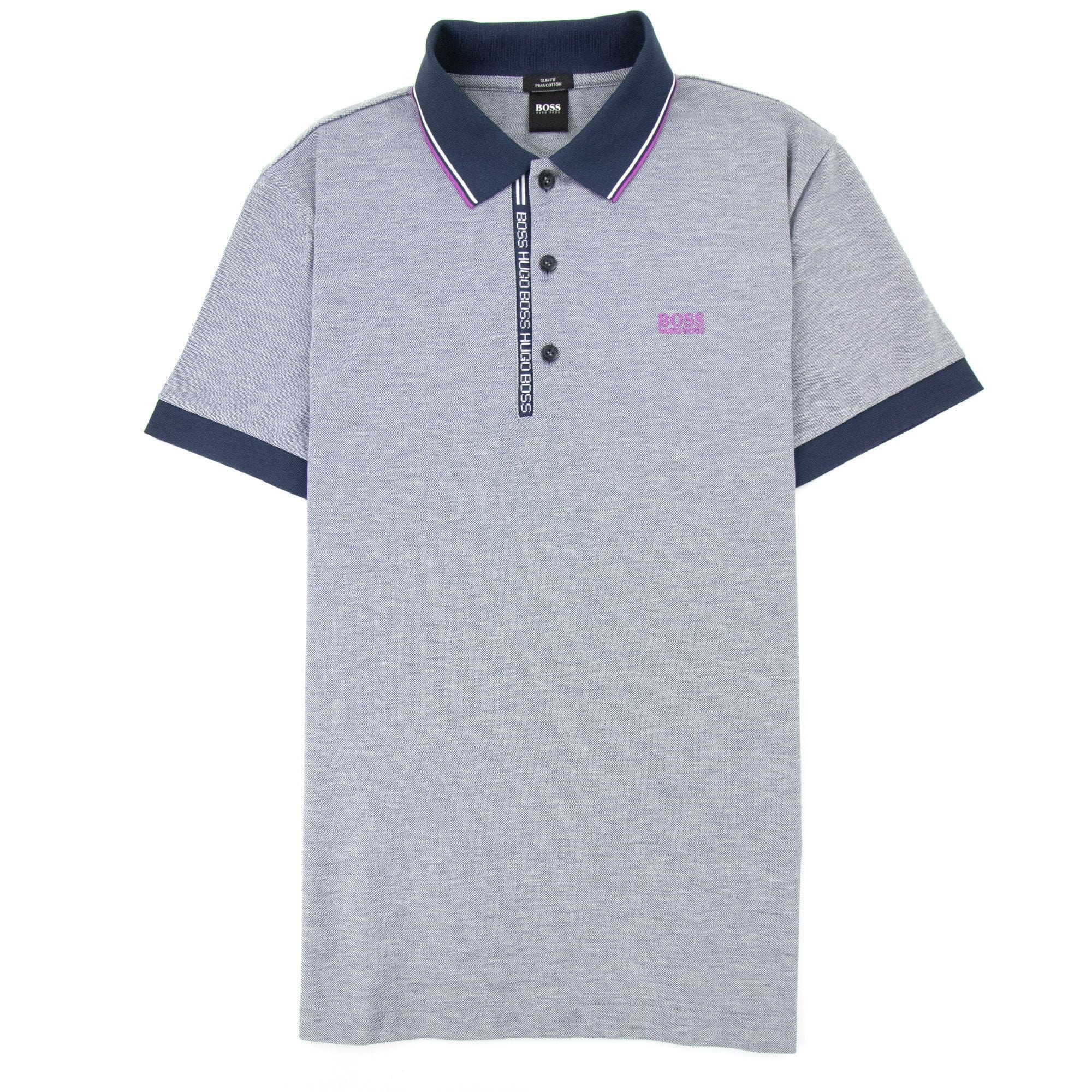 Hugo Boss Paule 4 Short Sleeve Polo Shirt Grey/navy