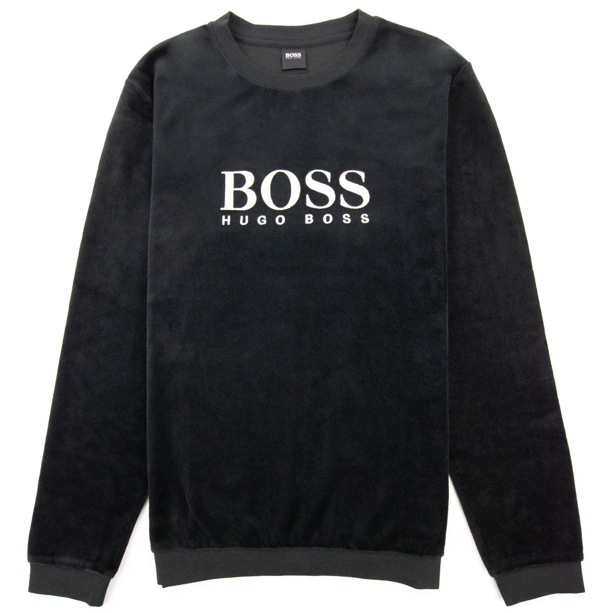Hugo Boss Embroidered Logo Velour Loungewear Sweatshirt Black 001