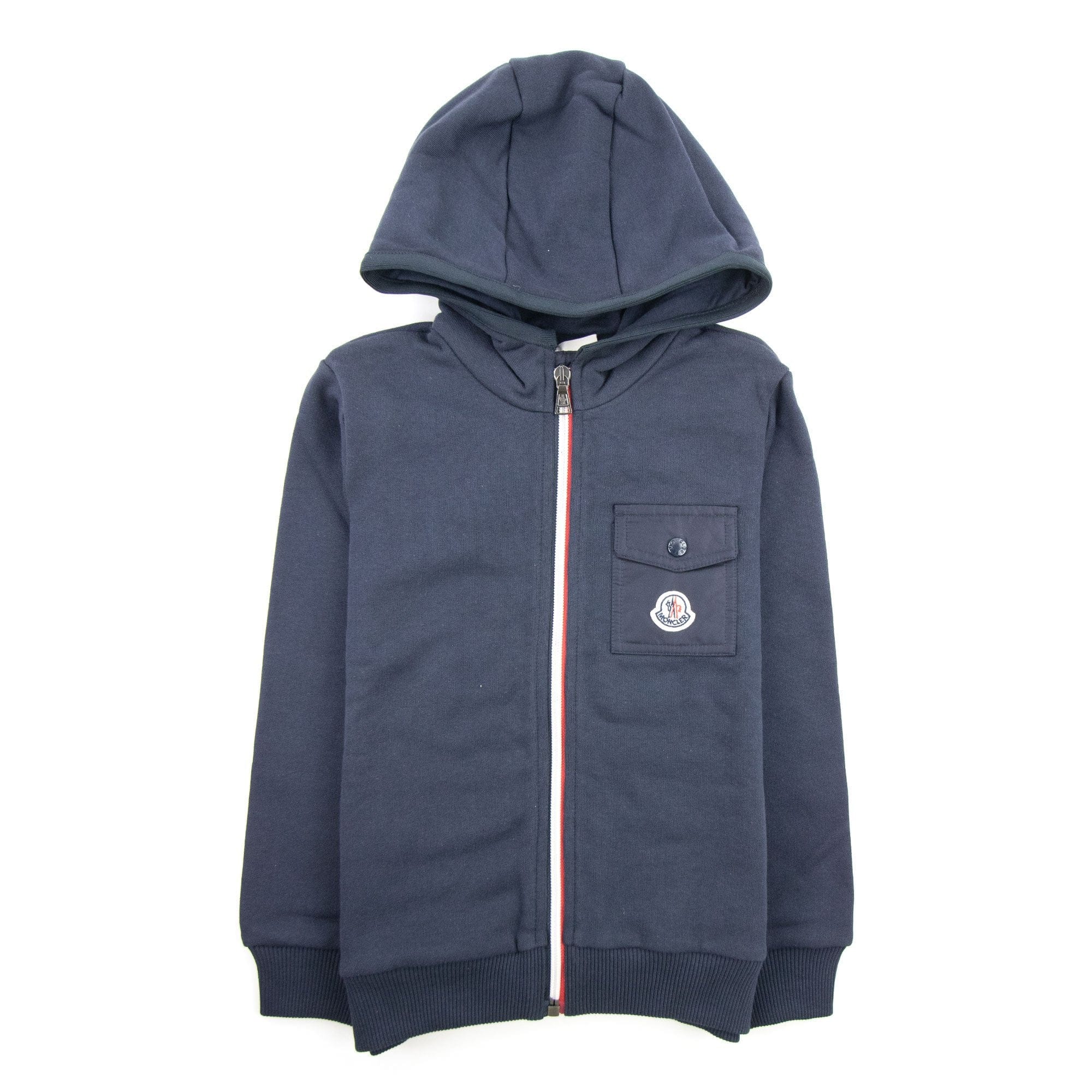 Moncler Junior Maglia Logo Zip Up Sweatshirt Navy 742