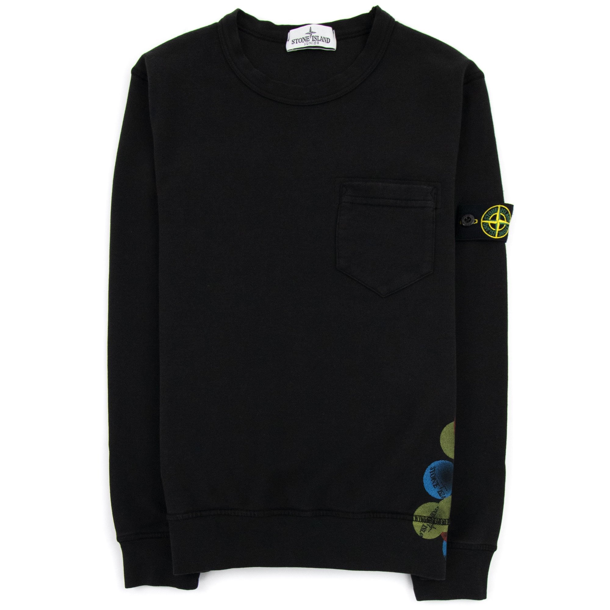Stone Island Junior 62040 Bubble Gum Print Sweatshirt Black V0029