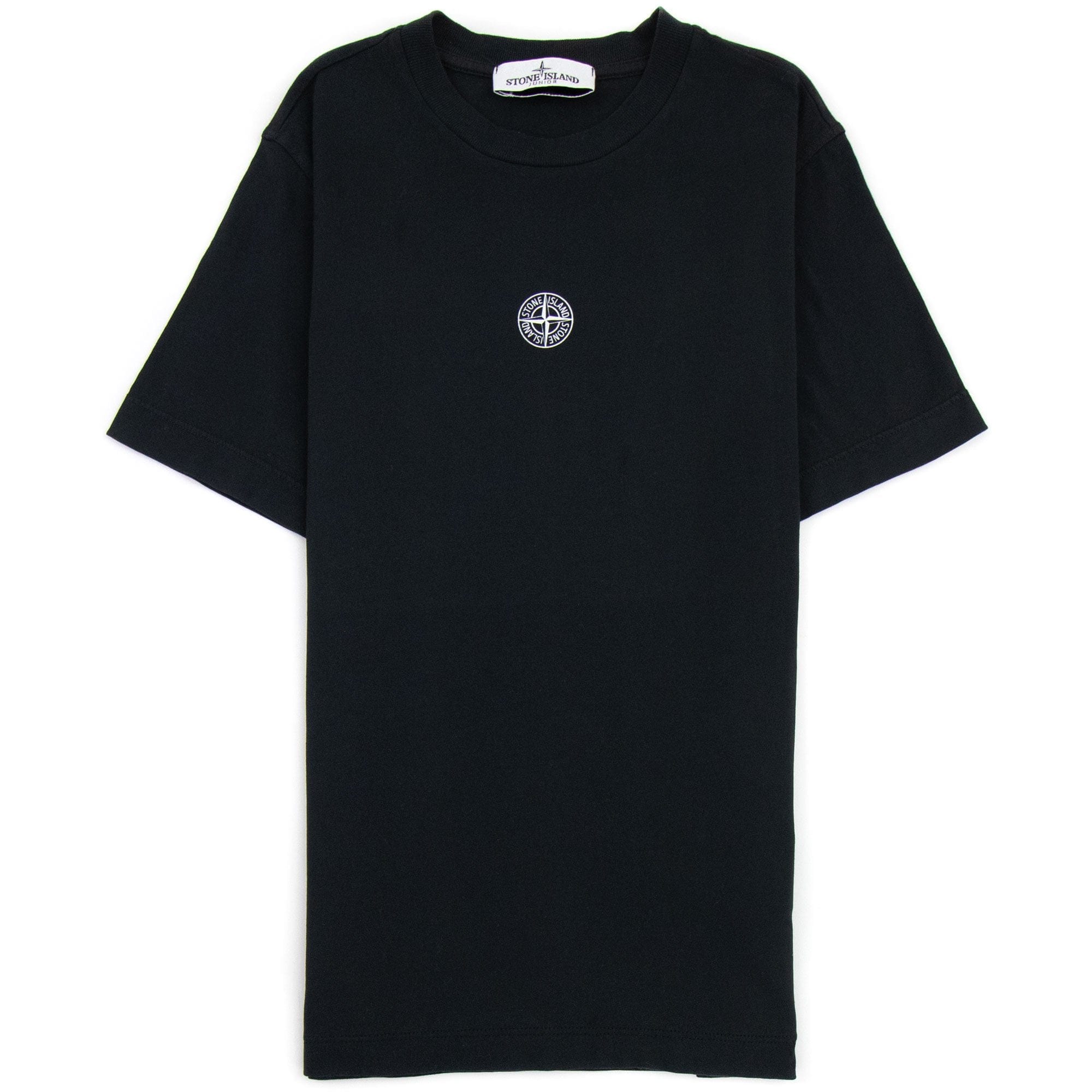 Stone Island Junior Logo Print T Shirt Black V0029