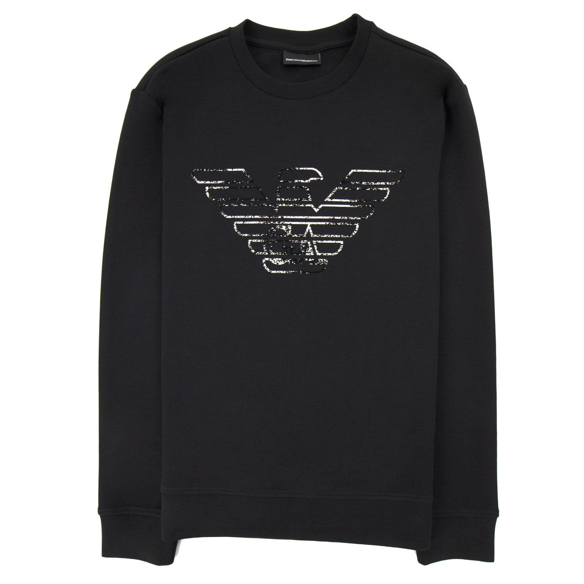 Emporio Armani Double-jersey Sweatshirt With Graffiti Logo Print Black