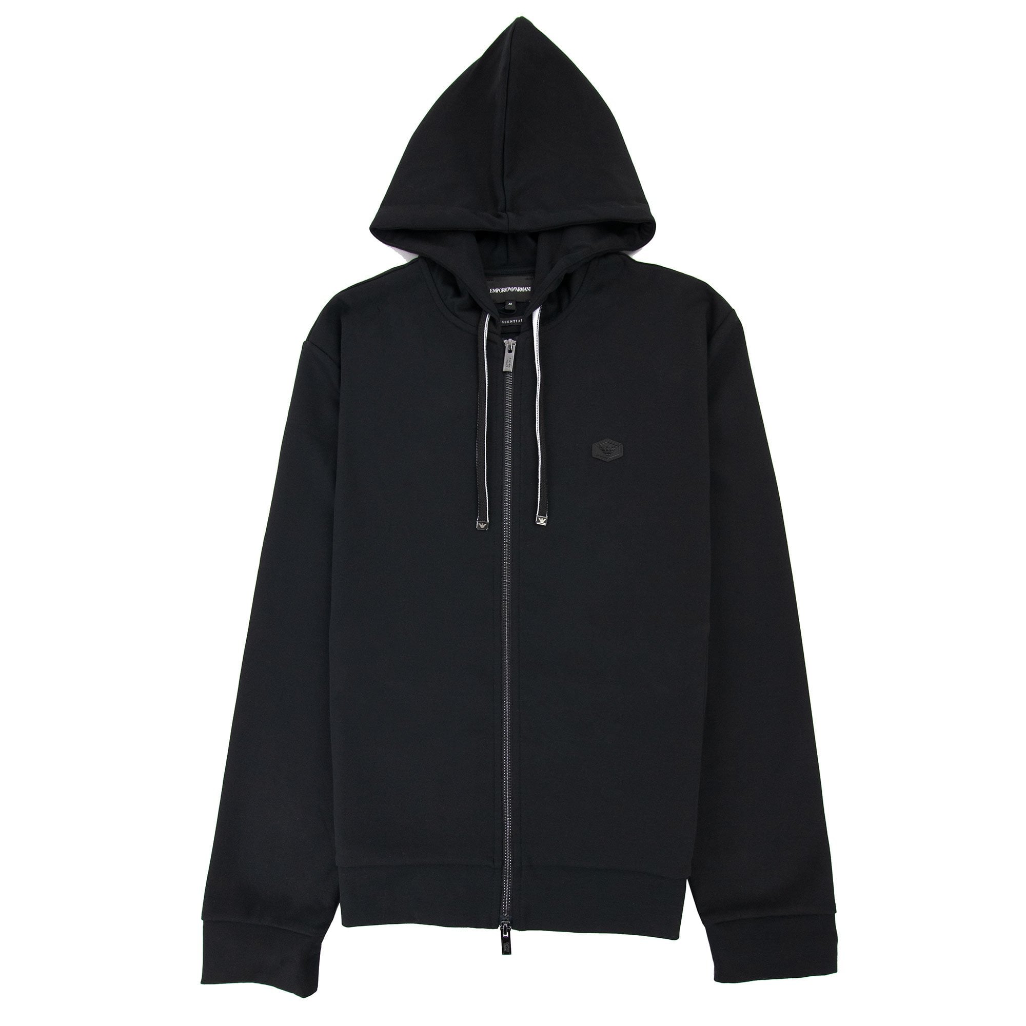 Emporio Armani Hooded Zipped Ponte-di-roma Sweatshirt Nero