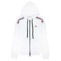 Moncler Tricolour Accent Zip-up Hoodie White