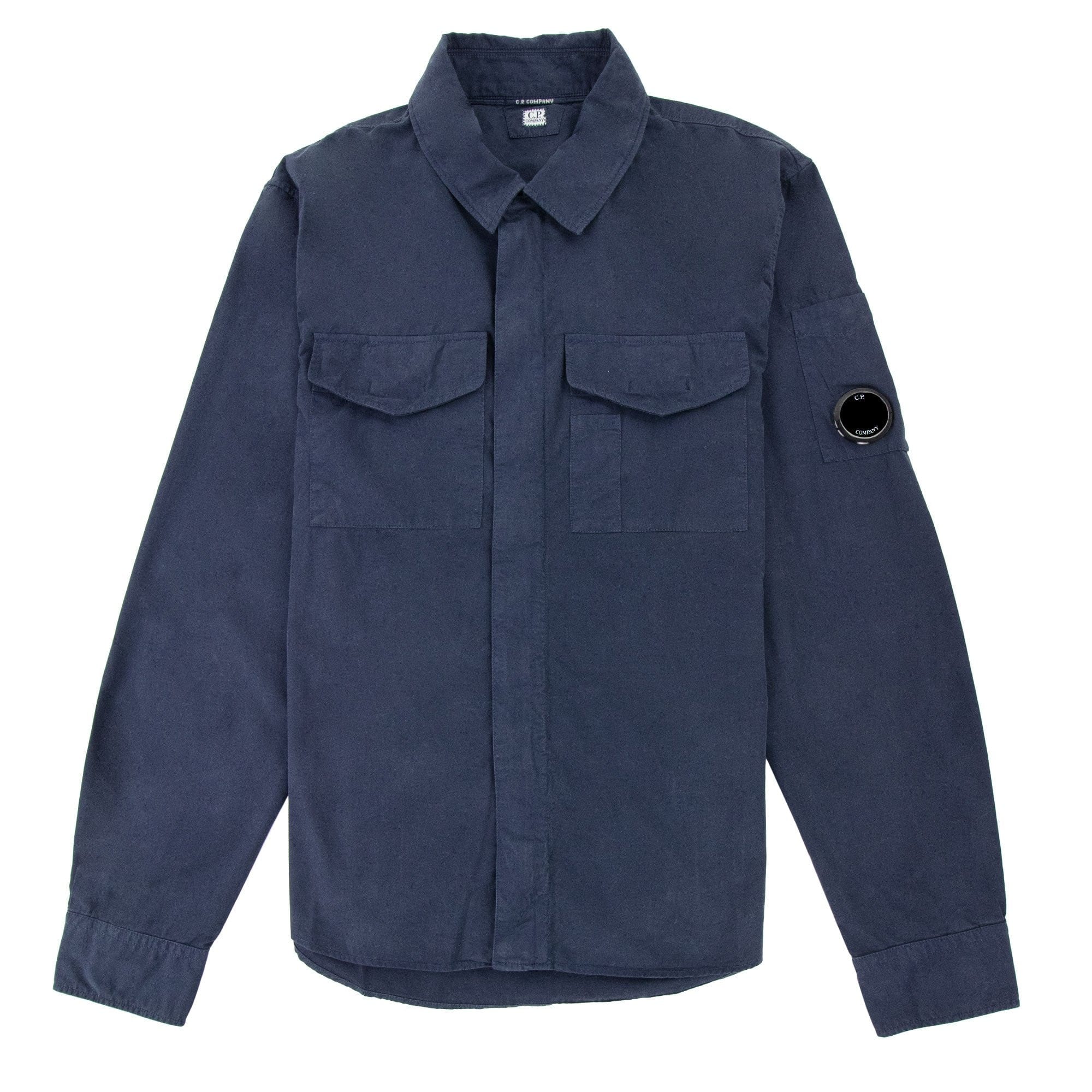 Cp Company Sh079a Emerized Gabardine Utility Shirt Navy 888