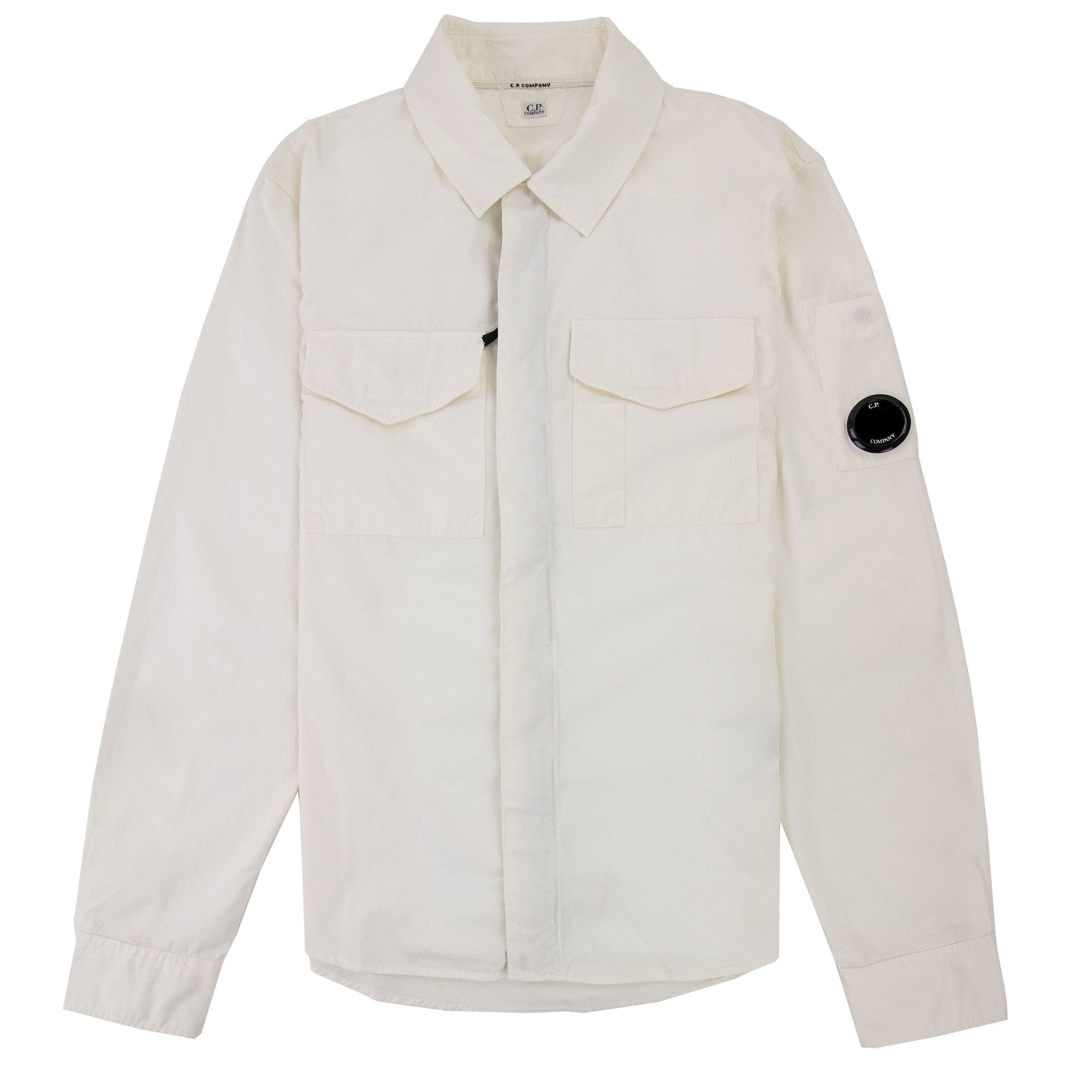 Cp Company Sh079a Emerized Gabardine Utility Shirt White 103