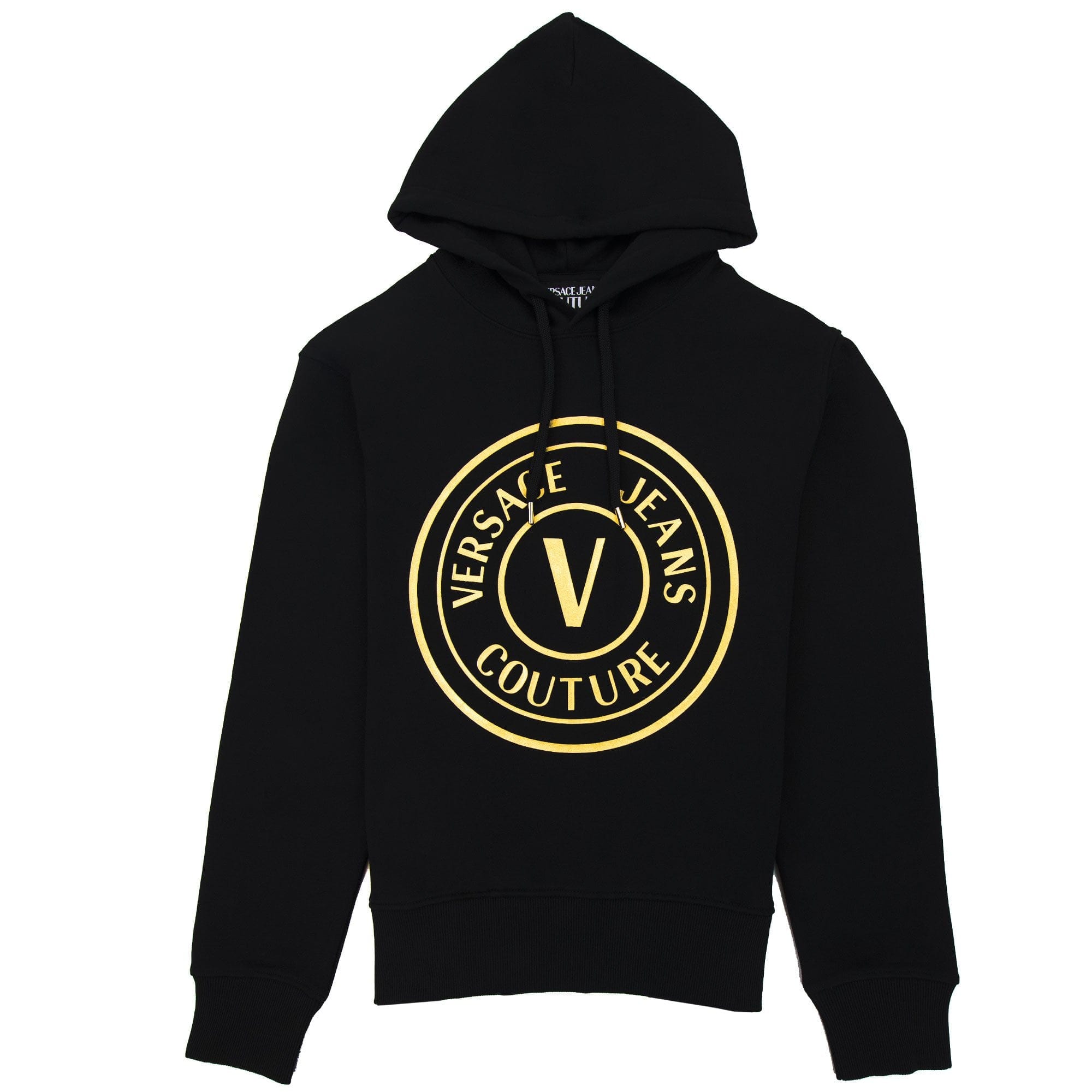 Versace Jeans Couture Vemblem Logo Hoodied Sweatshirt Black/gold