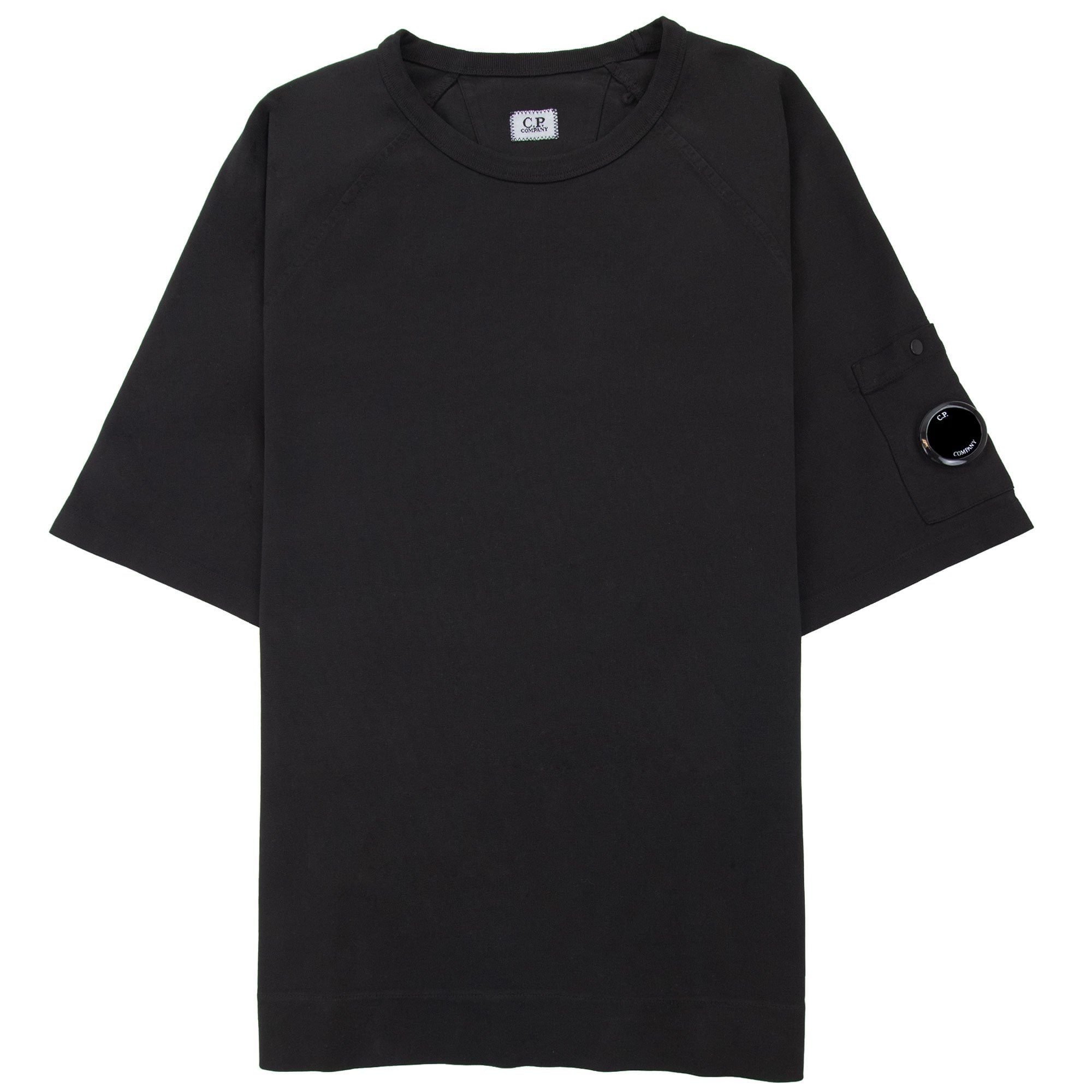 Cp Company Heavy Jersey Mixed Short Sleeve Sweatshirt Black 999