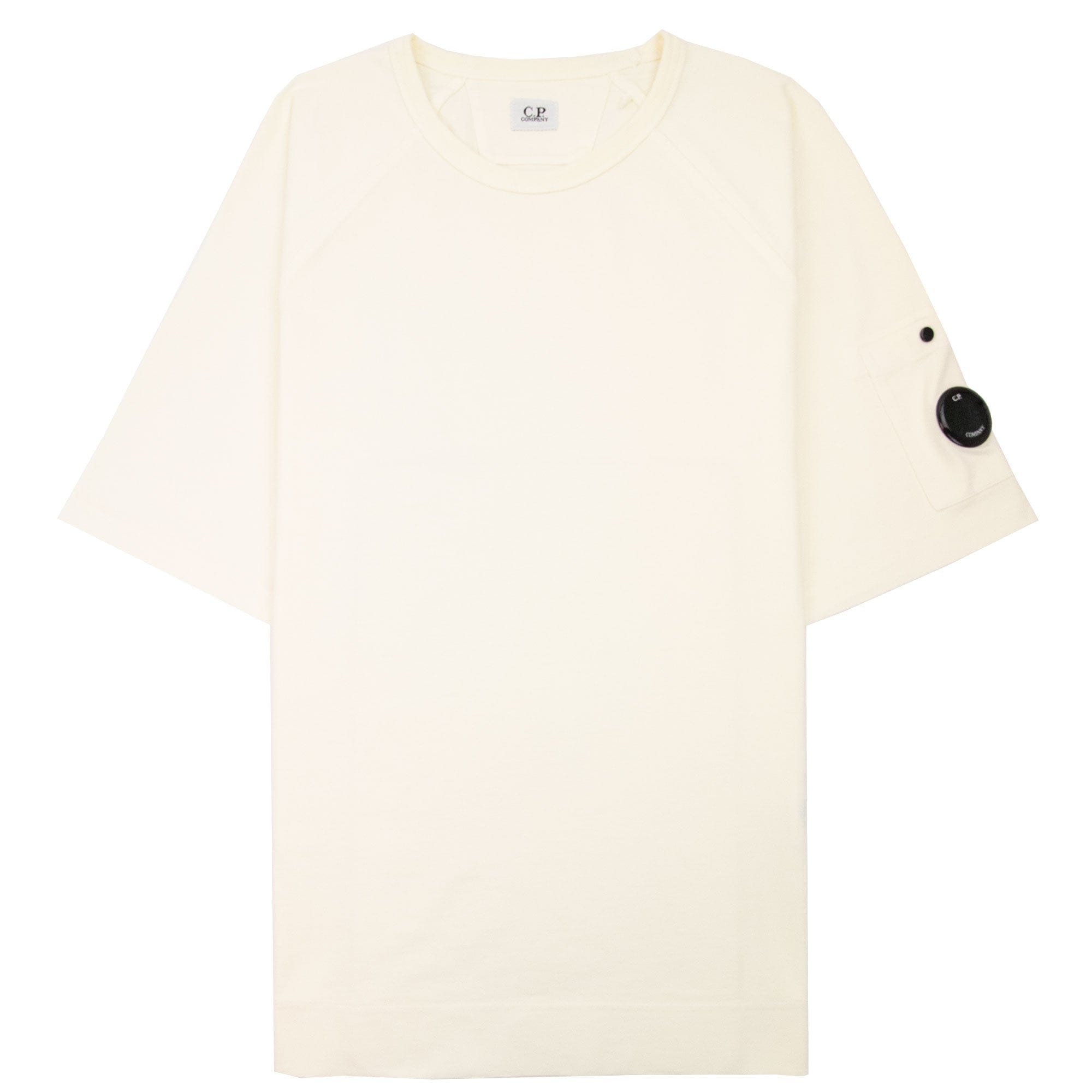 Cp Company Heavy Jersey Mixed Short Sleeve Sweatshirt White 103