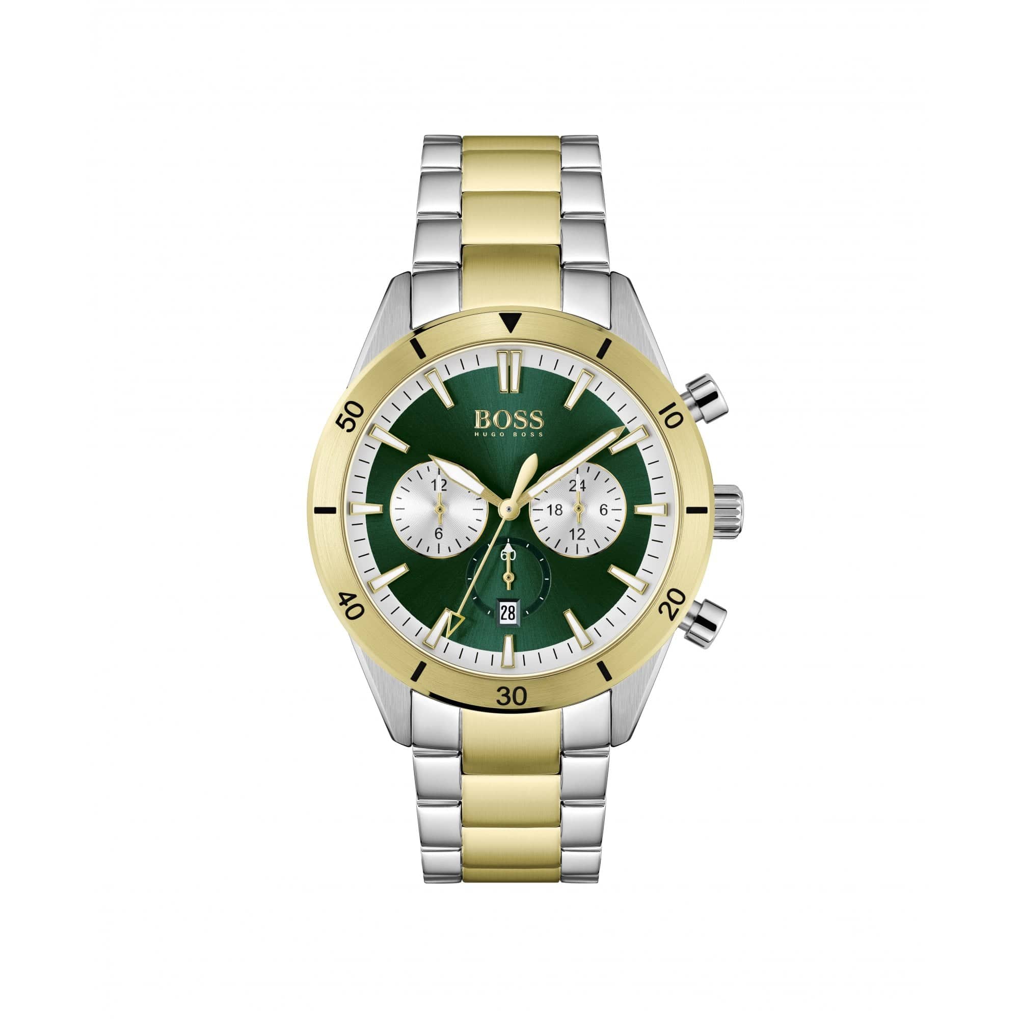 Hugo Boss Santiago Two Tone Green Watch Green