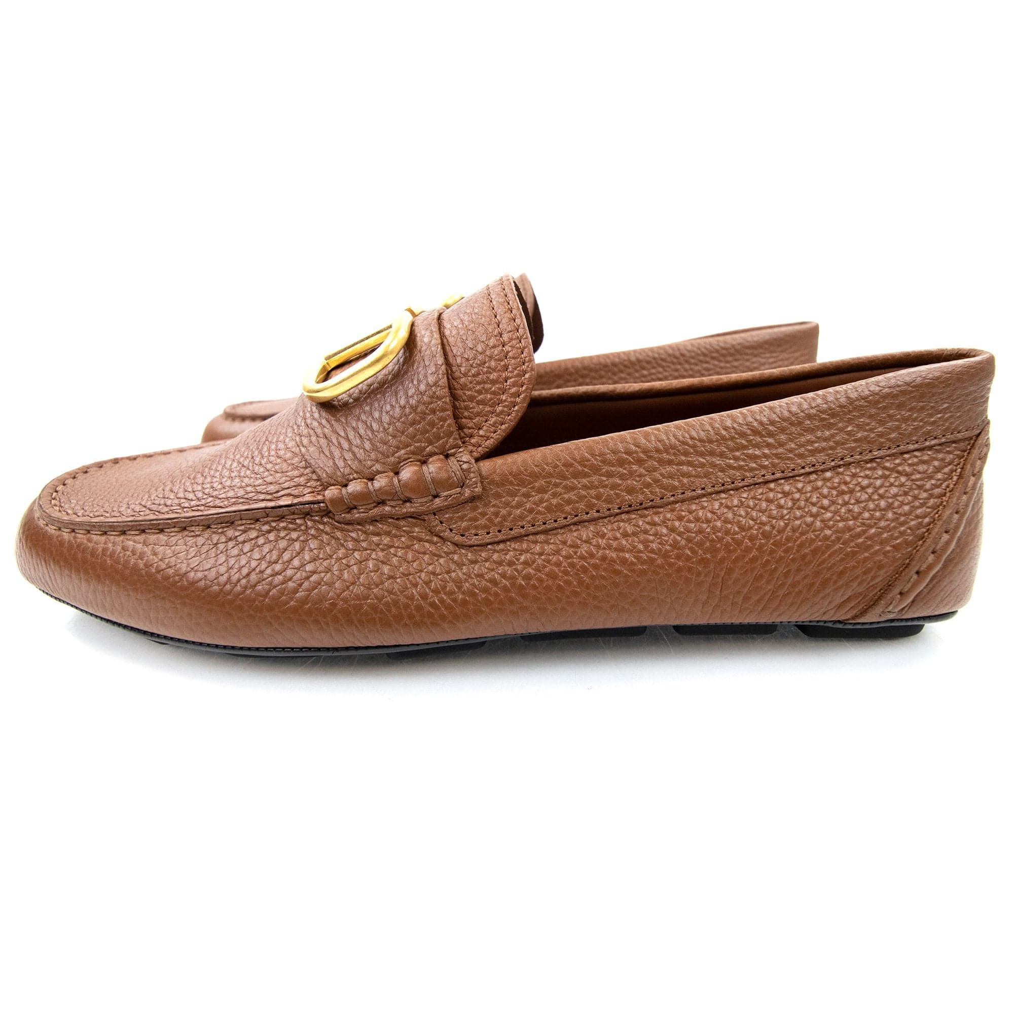 Valentino Vlogo Calfskin Driving Shoe Tan Brown L94