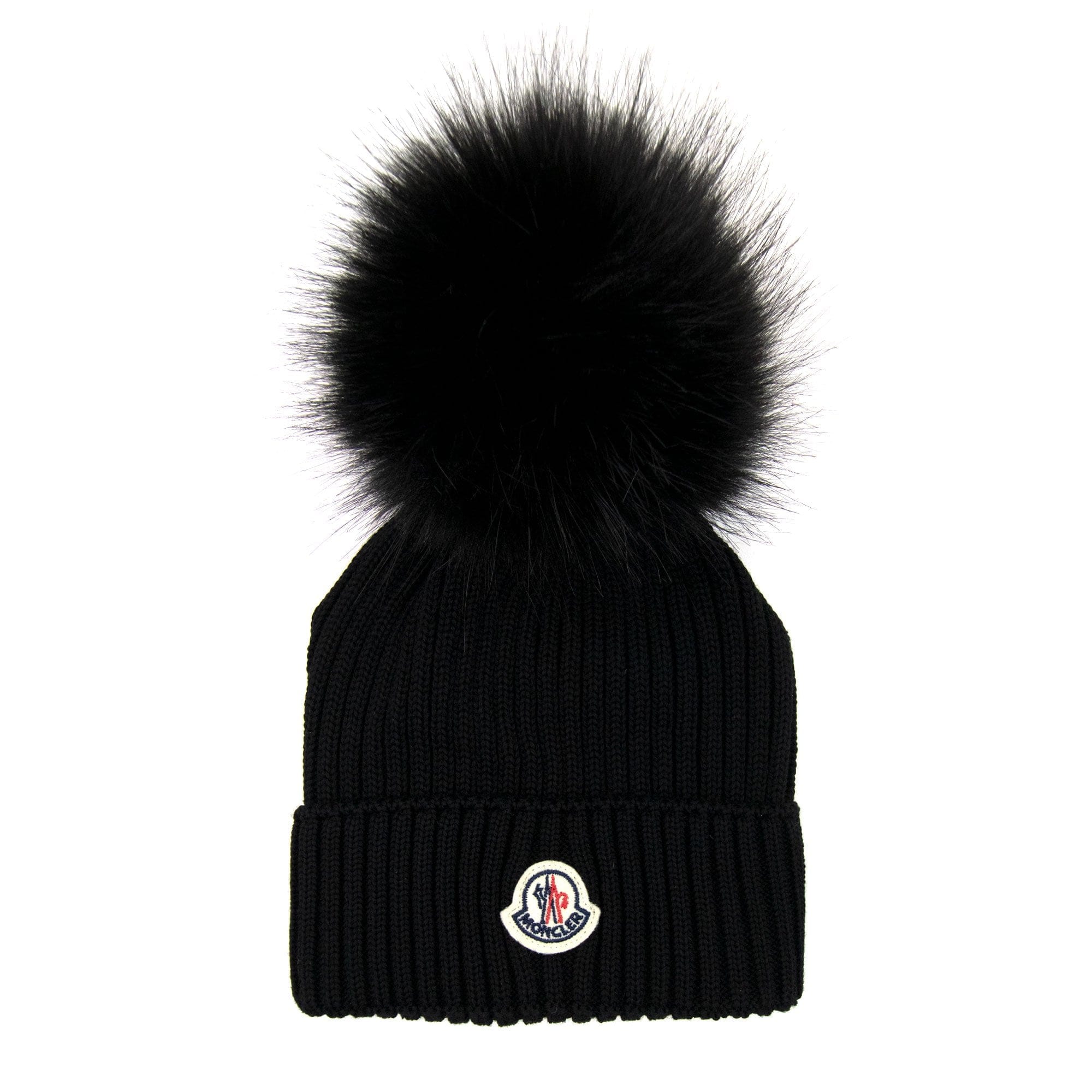 Moncler Junior Berretto Pom Pom Wool Hat Black 999
