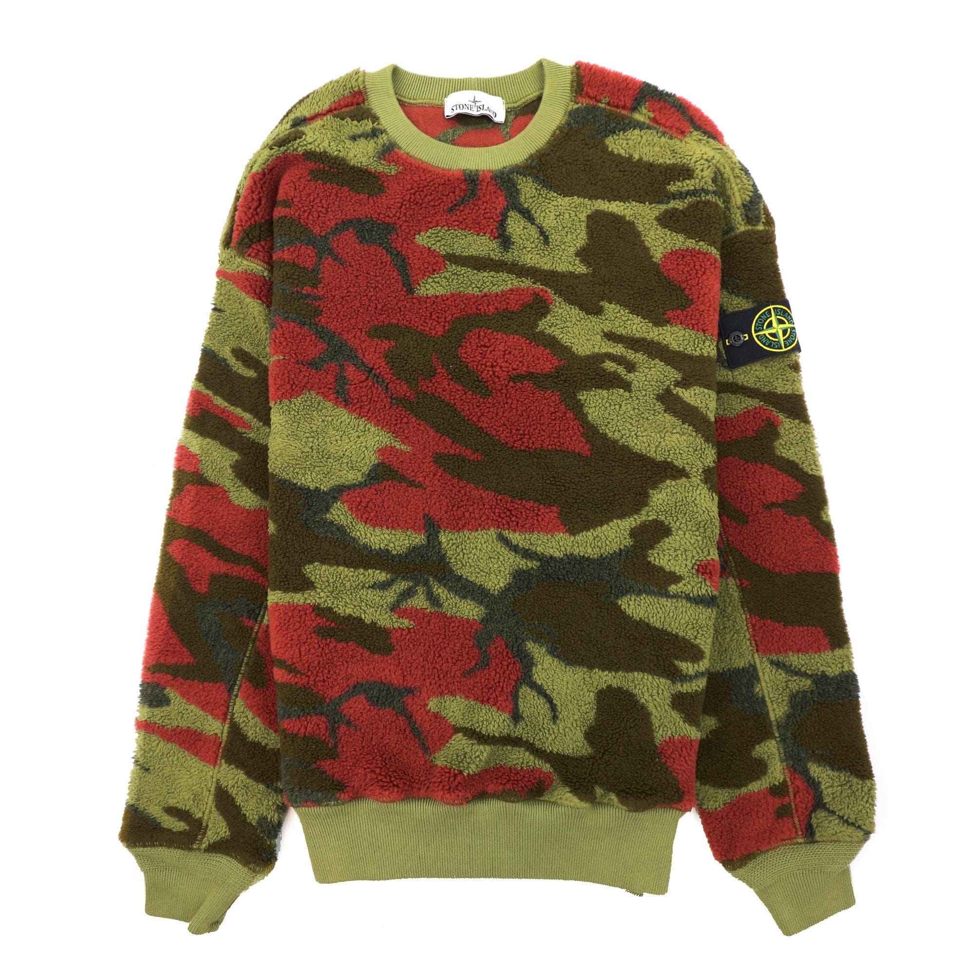 Stone Island Heritage Camo Pile Crewneck Sweatshirt Military Green V0054