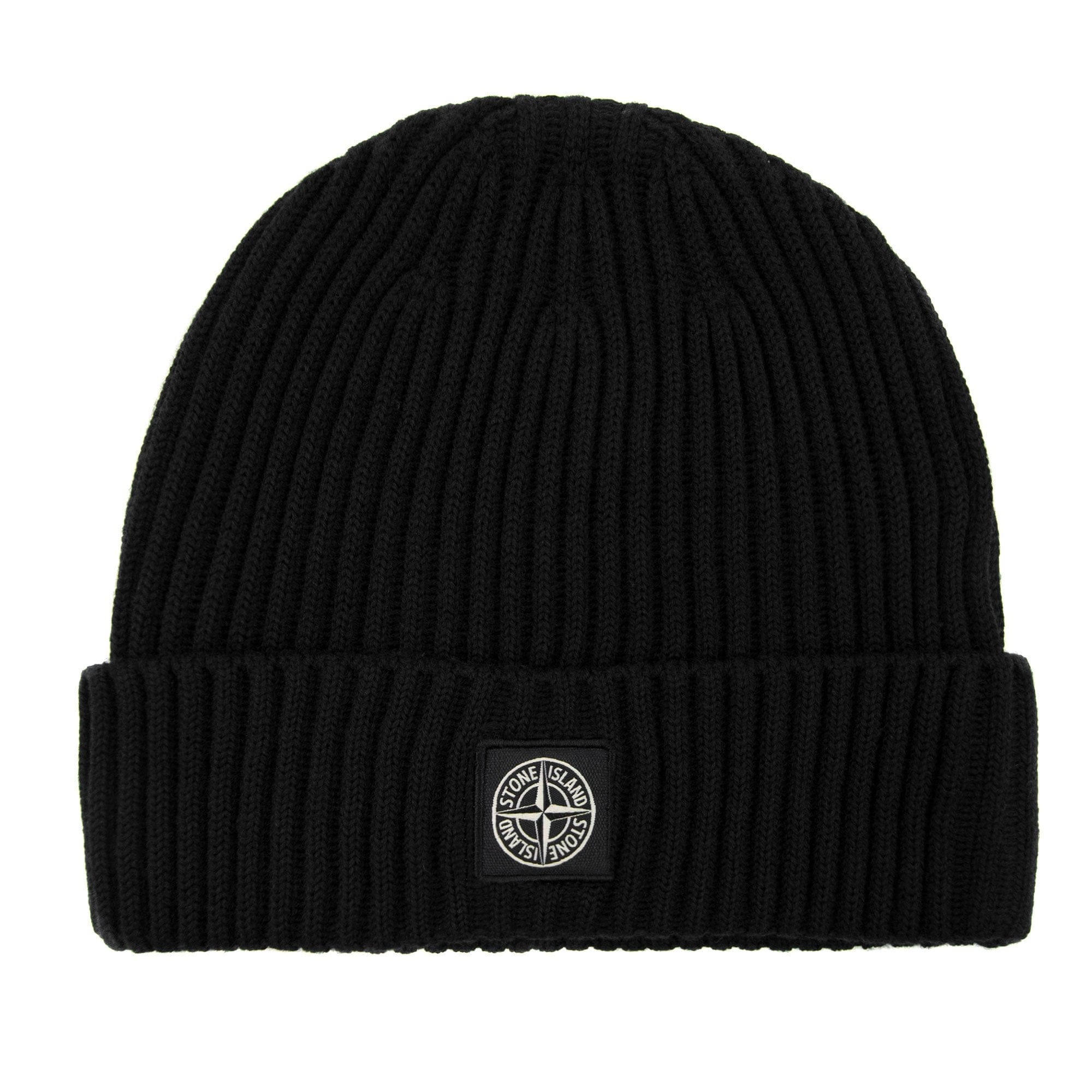 Stone Island Junior N07a5 Logo Knitted Hat Black V0029