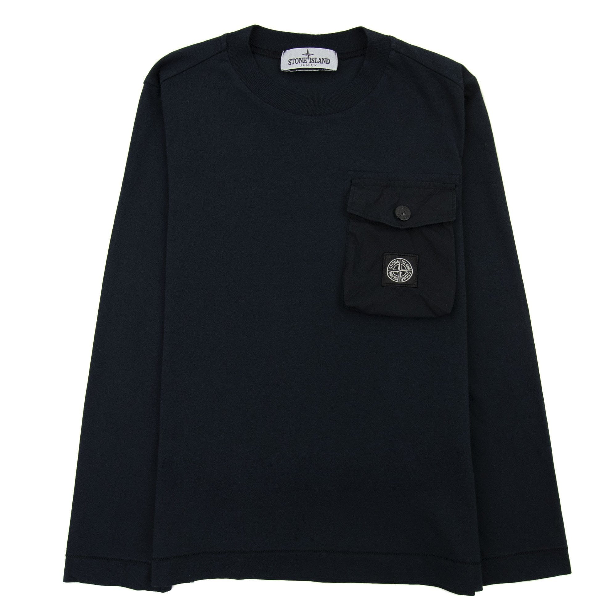 Stone Island Junior 20347 Pocket Logo Long Sleeve T Shirt Navy V0020