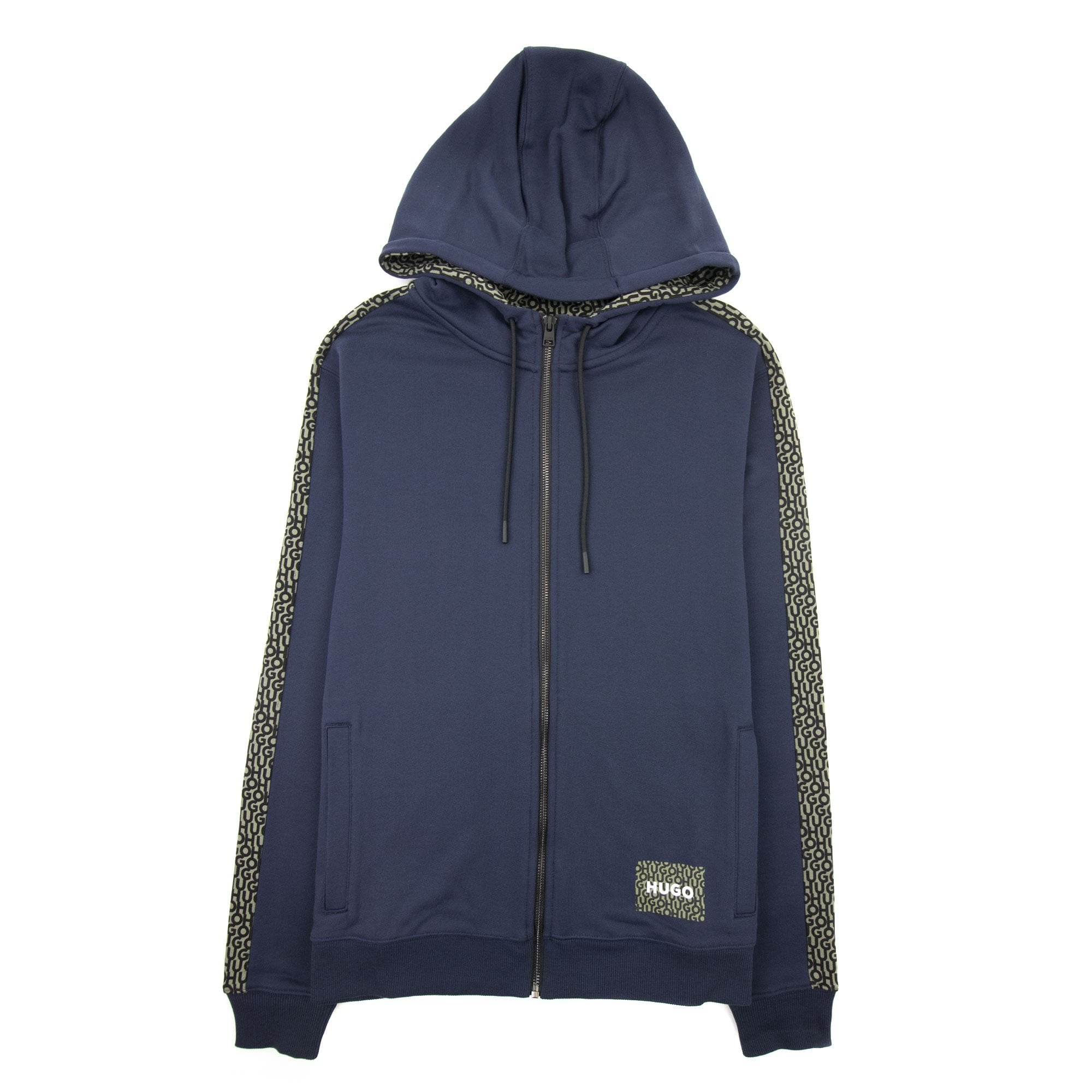 Hugo Dobbins Repeat Logo Zip Up Hoody Dark Blue 405