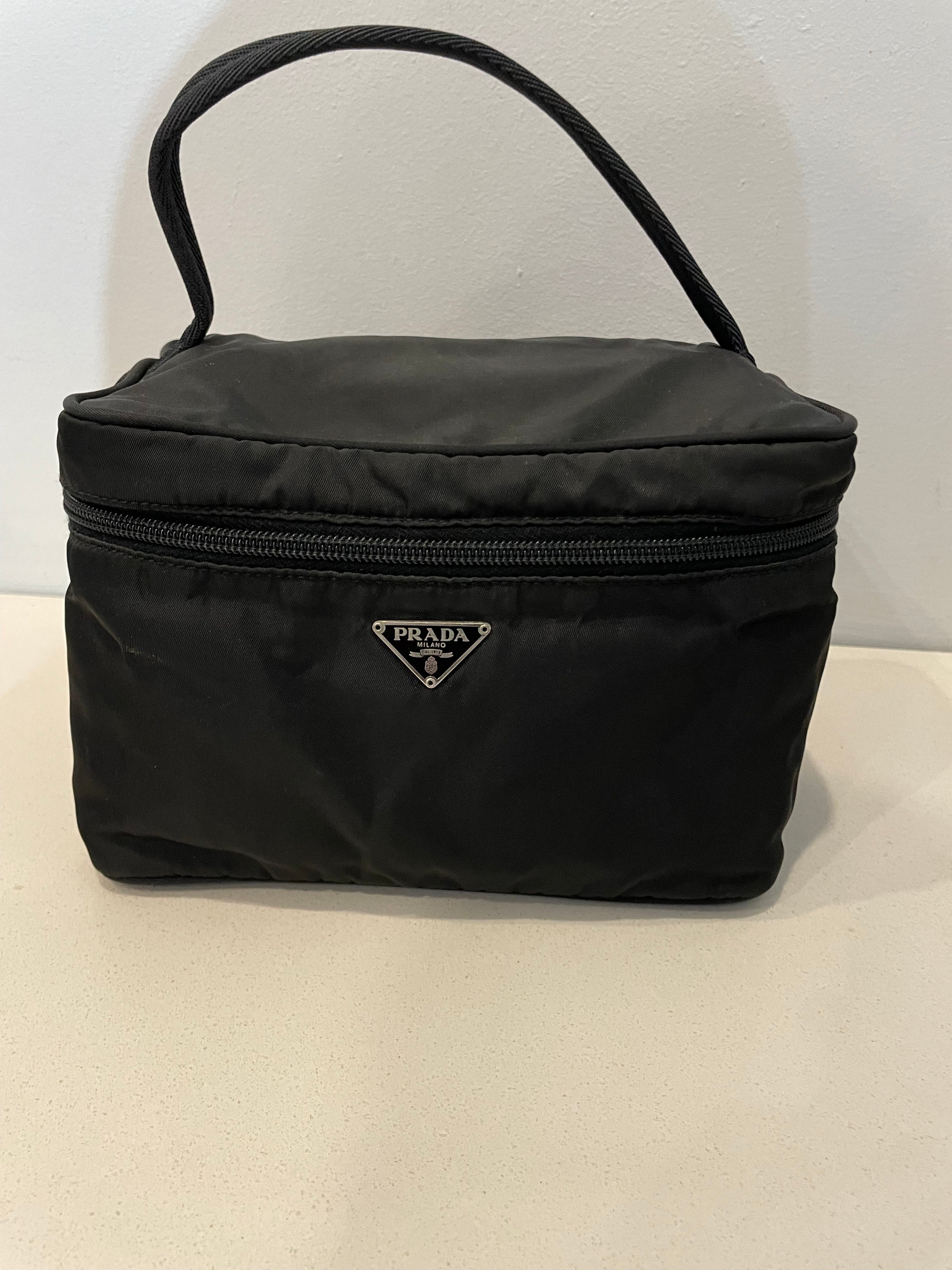 PRADA SQUARE CLUTCH WITH HANDLE BLACK