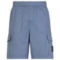 Stone Island Blue Cotton Stretch Cargo Shorts