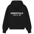 ESSENTIALS FOG CLASSIC FIT ZIP UP HOODIE JET BLACK SS25