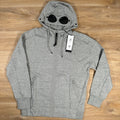 C.P. Company Diagonal Raised Zipped Goggle Hoodie in Grey