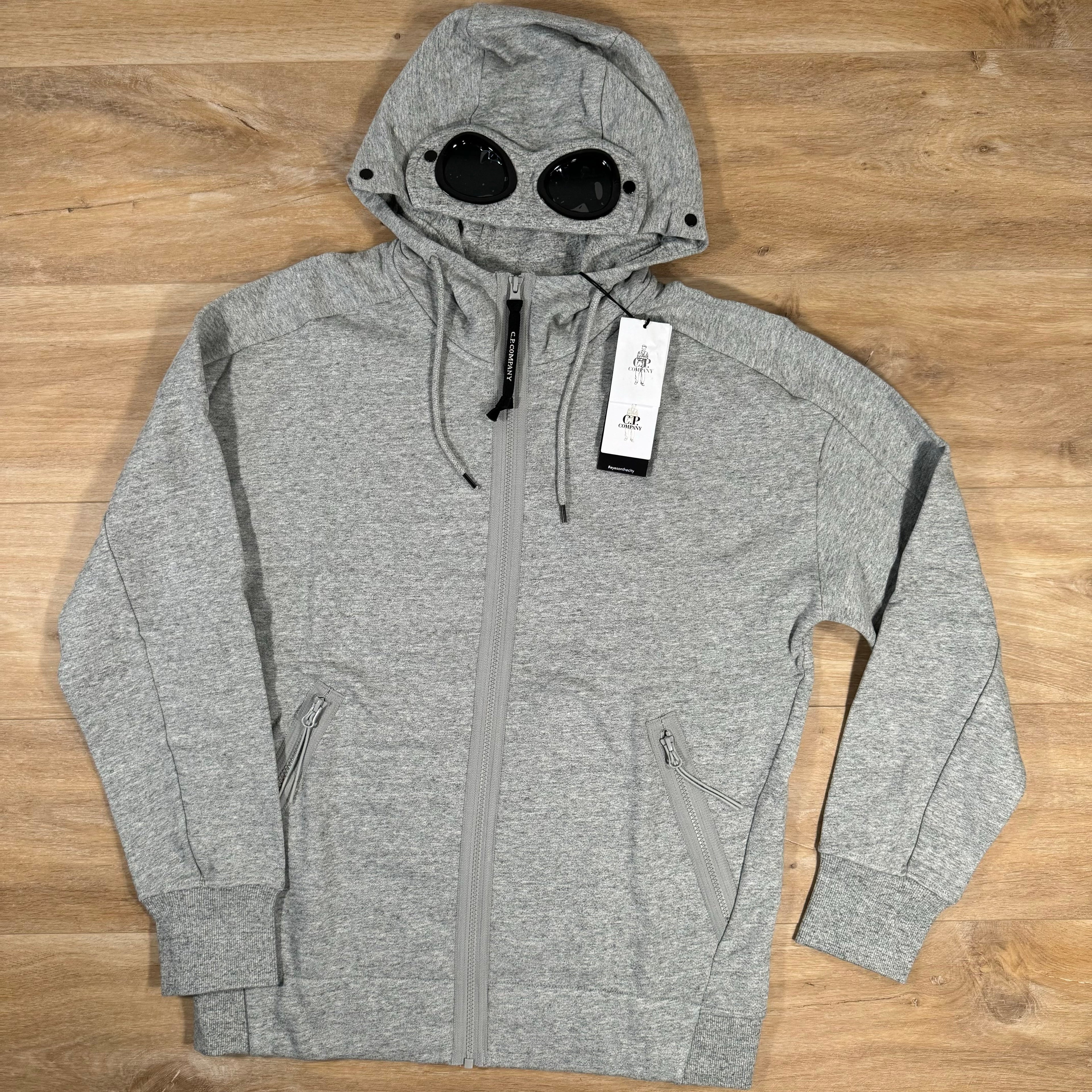 C.P. Company Diagonal Raised Zipped Goggle Hoodie in Grey