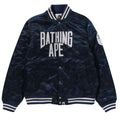 BAPE SOLID CAMO NYC LOGO VARSITY BOMBER NAVY