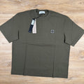 Stone Island Combed Organic Cotton Patch Logo T-Shirt in Military Green