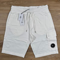 C.P. Company Light Fleece Cargo Lens Shorts in Gauze White