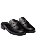 Womens Prada Triangle Logo Leather Mules