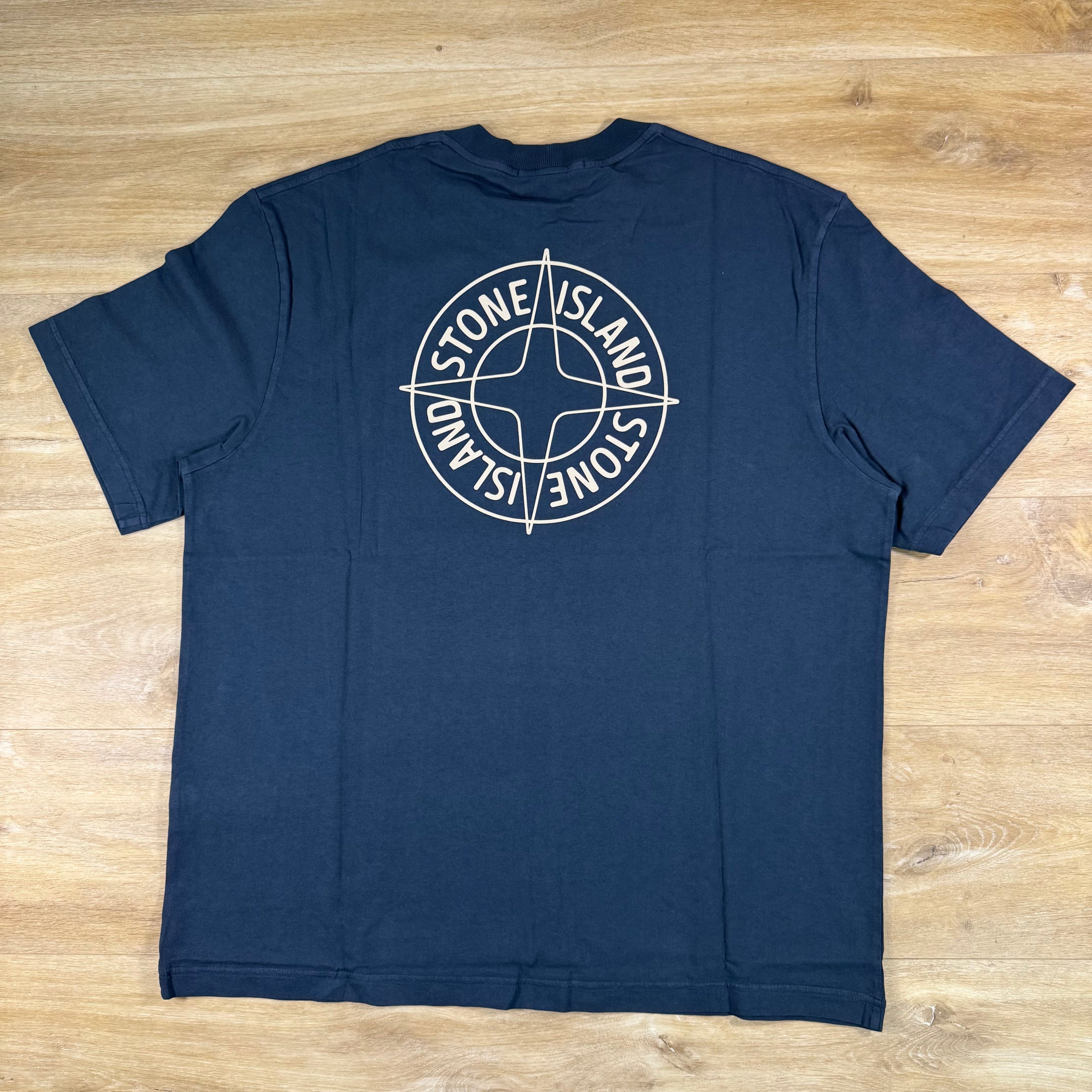Stone Island Outline Compass Print T-Shirt in Navy