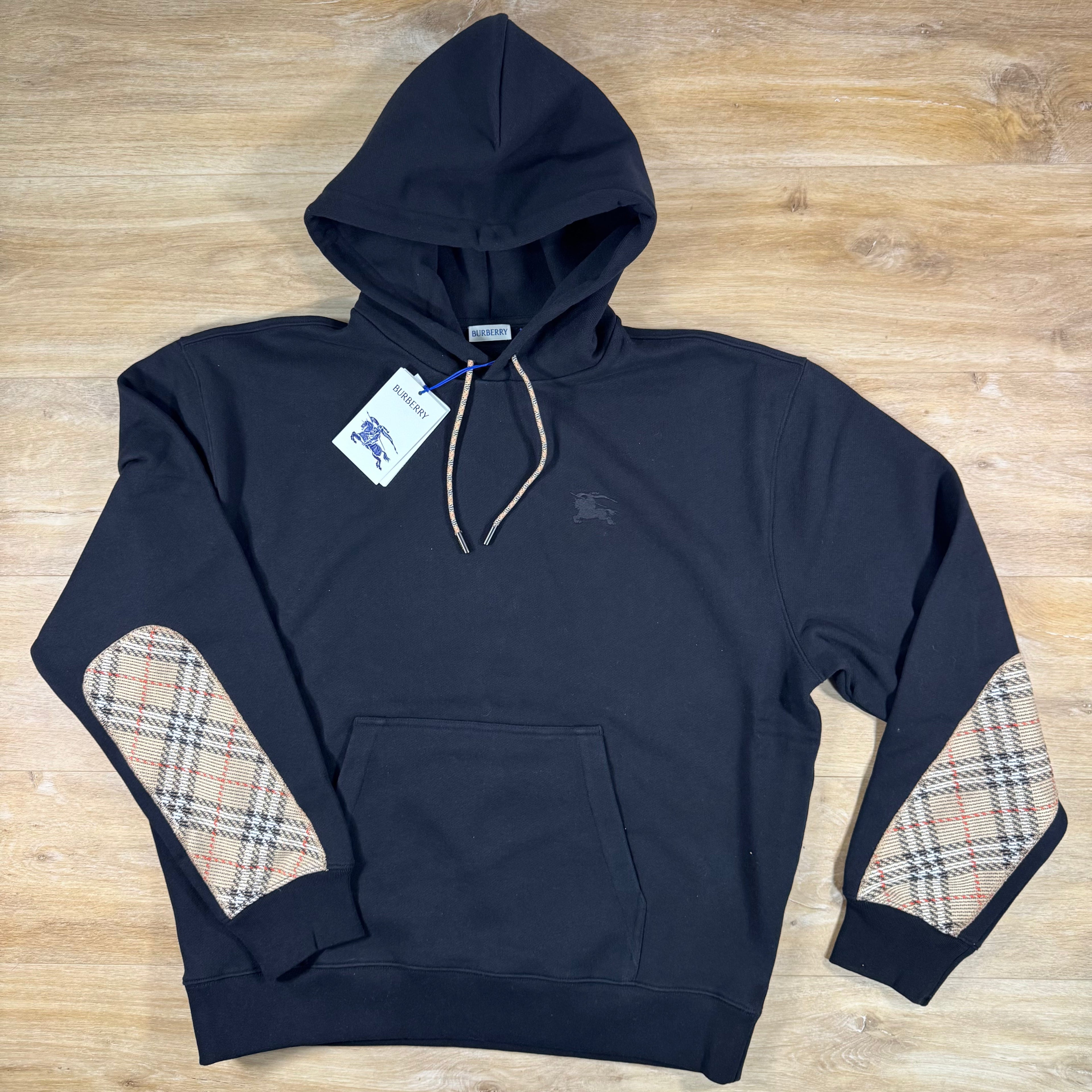 Burberry Reilly Check Hoodie in Black