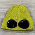 C.P. Company Cotton Goggle Beanie in Antique Moss - Yellow