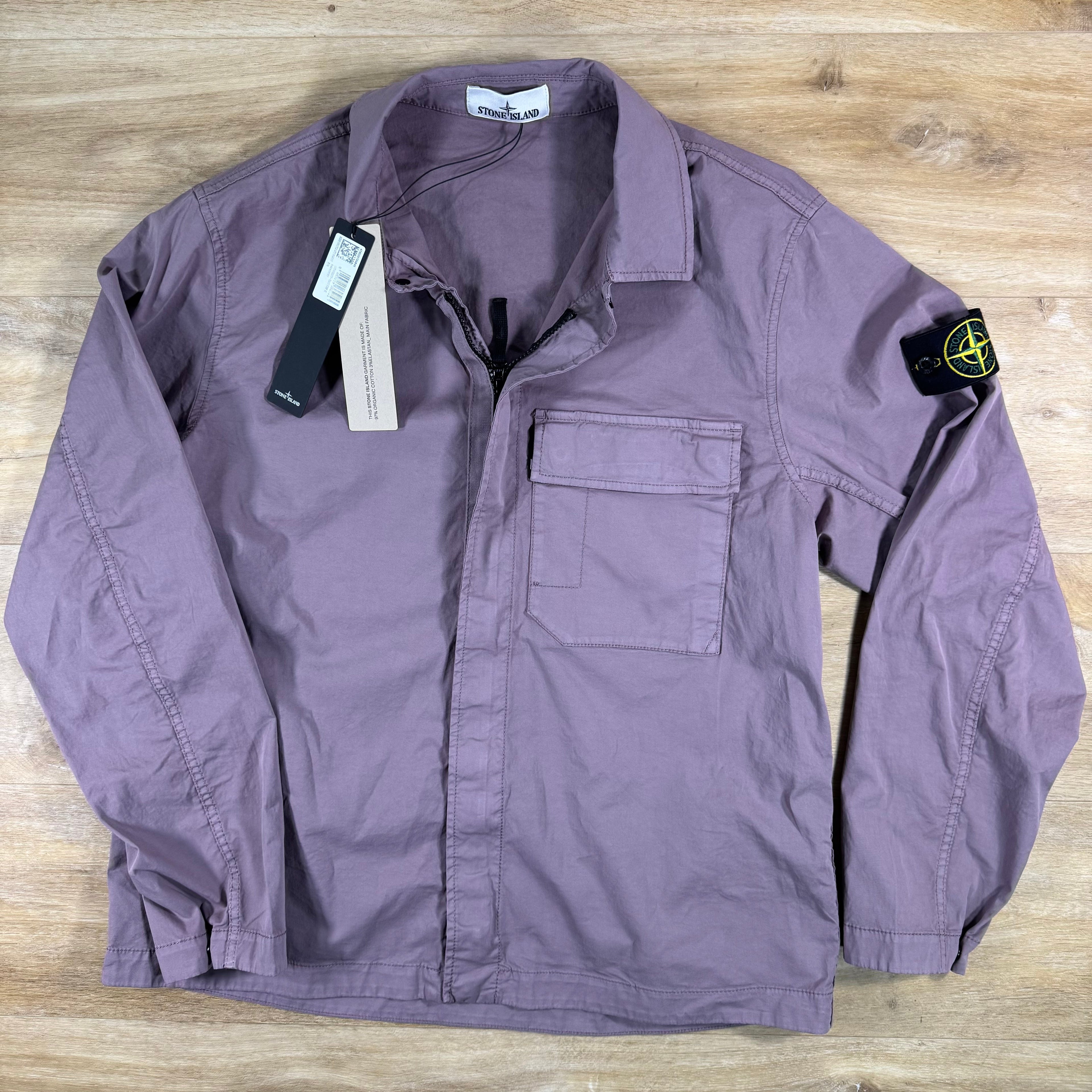 Stone Island Stretch Twill Overshirt in Purple Grey