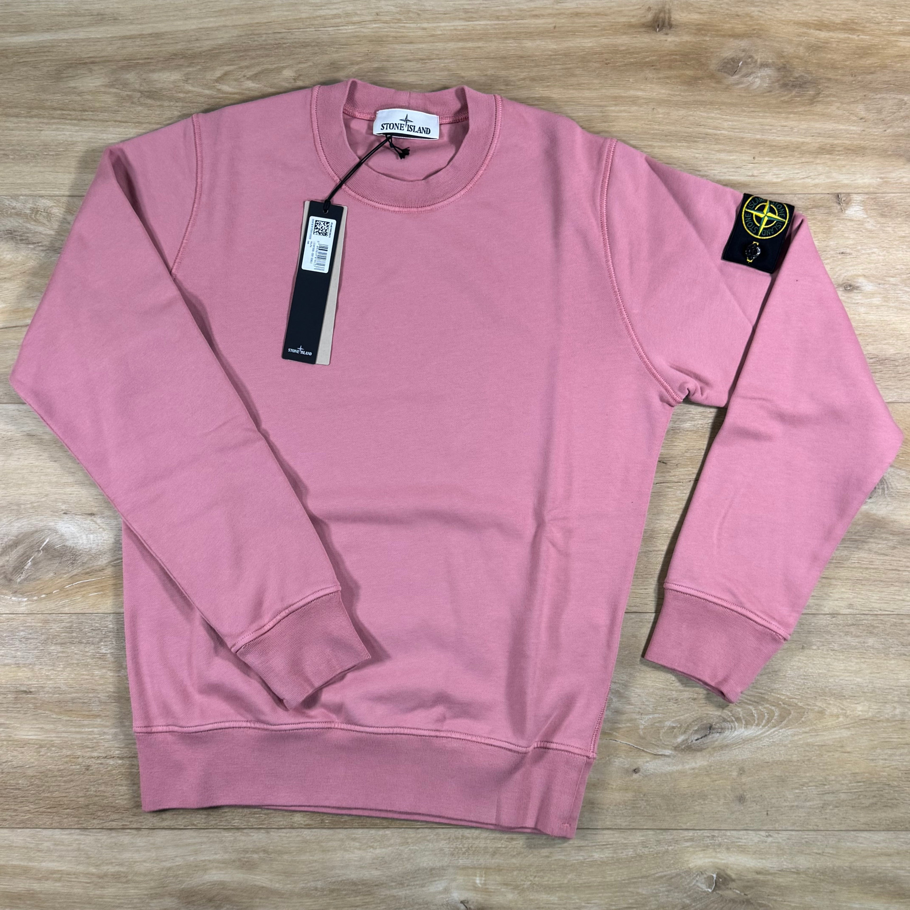 Stone Island Crewneck Fleece Sweatshirt in Oleander Pink