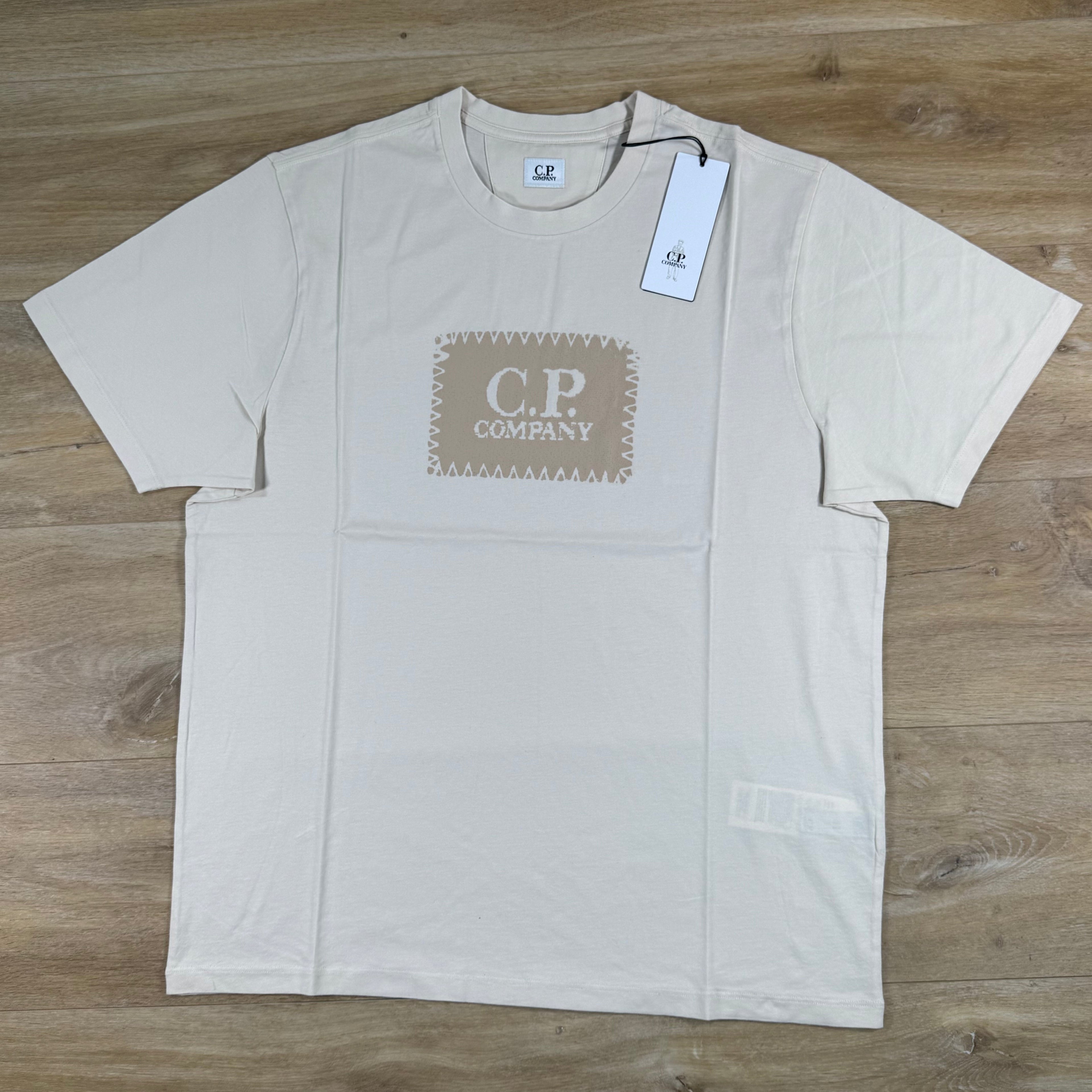 C.P. Company Stitch Block Logo T-Shirt in Frozen Dew