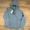 C.P. Company Diagonal Raised Zipped Lens Hoodie in Silver Blue