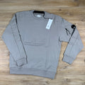 C.P. Company Diagonal Raised Fleece Crewneck Lens Sweatshirt in Dove