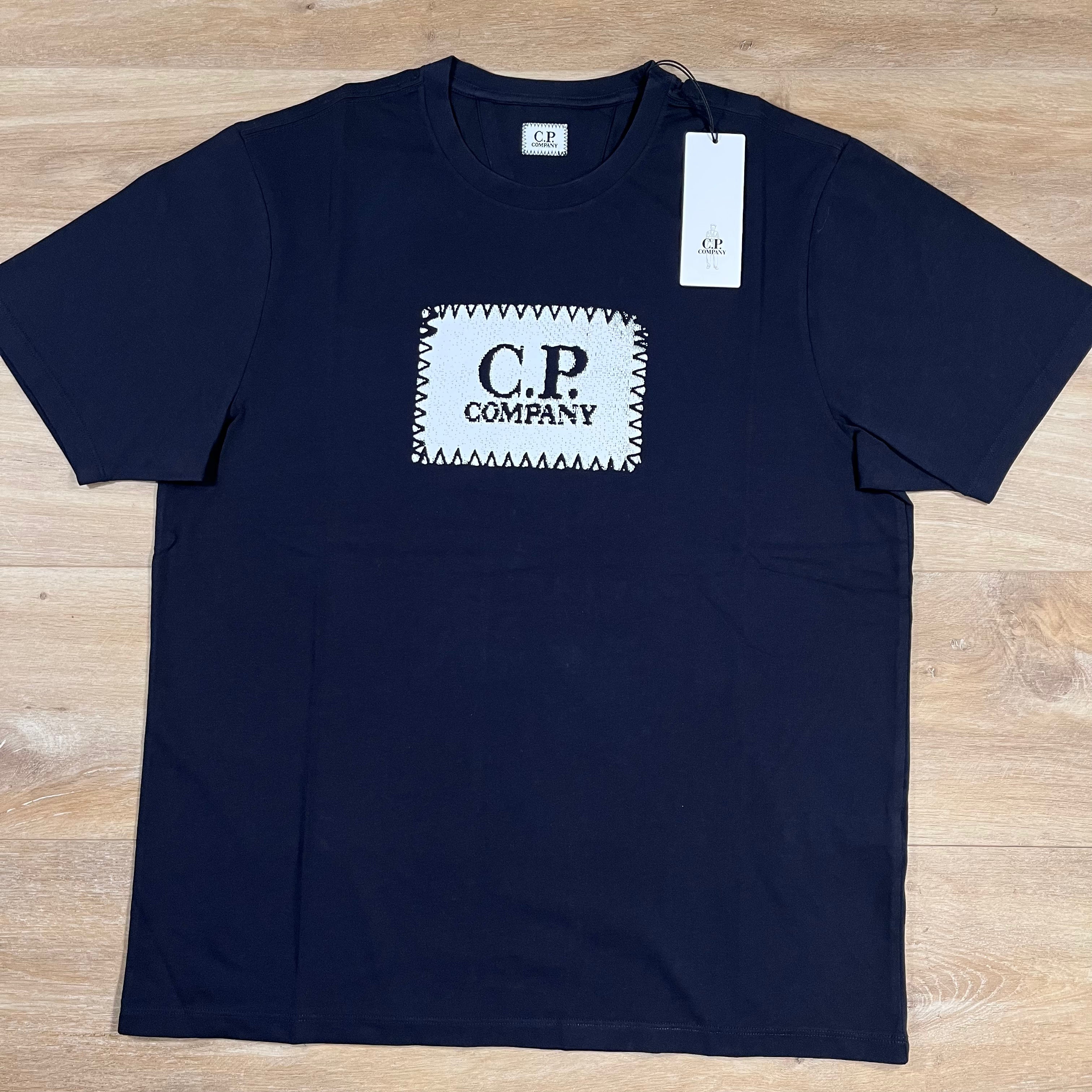 C.P. Company Stitch Block Logo T-Shirt in Navy