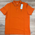 C.P. Company Stretch Piquet Striped Collar Polo Shirt in Russet Orange