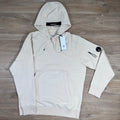 C.P. Company Diagonal Raised Fleece Lens Hoodie in Pistachio Shell