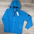 C.P. Company Diagonal Raised Zipped Lens Hoodie in Aegean Blue