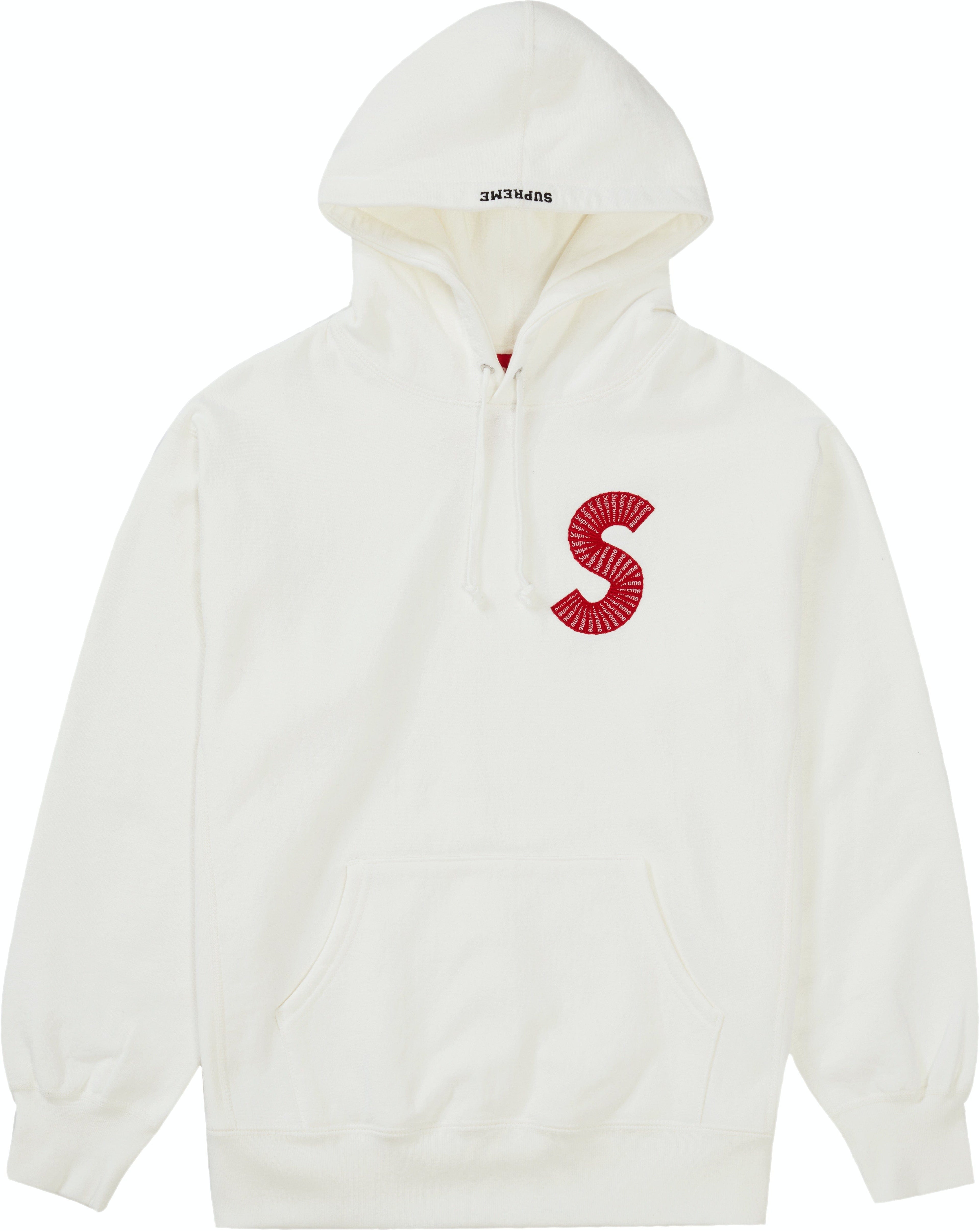 SUPREME S LOGO HOODIE WHITE/RED