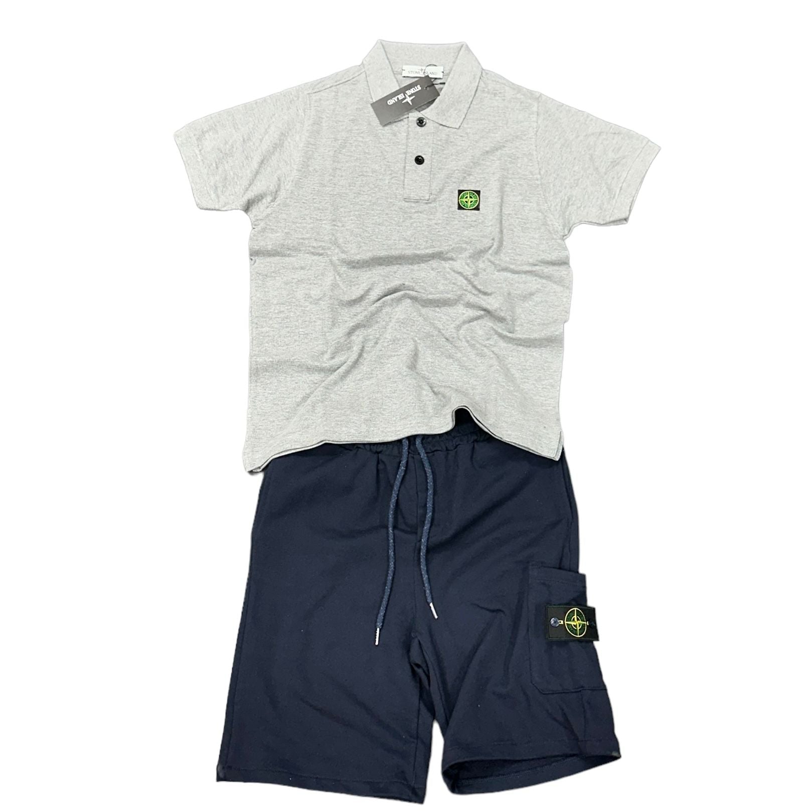 COMPLETO STONE ISLAND MAGLIA BIANCA + PANTALONE NERO