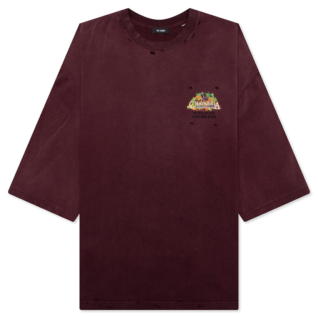Willy Produce Destroyed Buffalo Tee - Beetroot