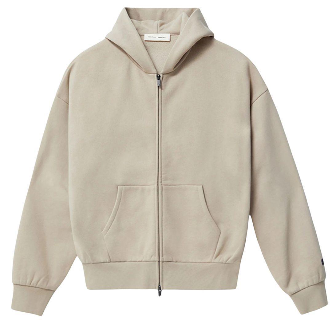 ESSENTIALS FOG CLASSIC FIT ZIP UP HOODIE TIMBER SS25