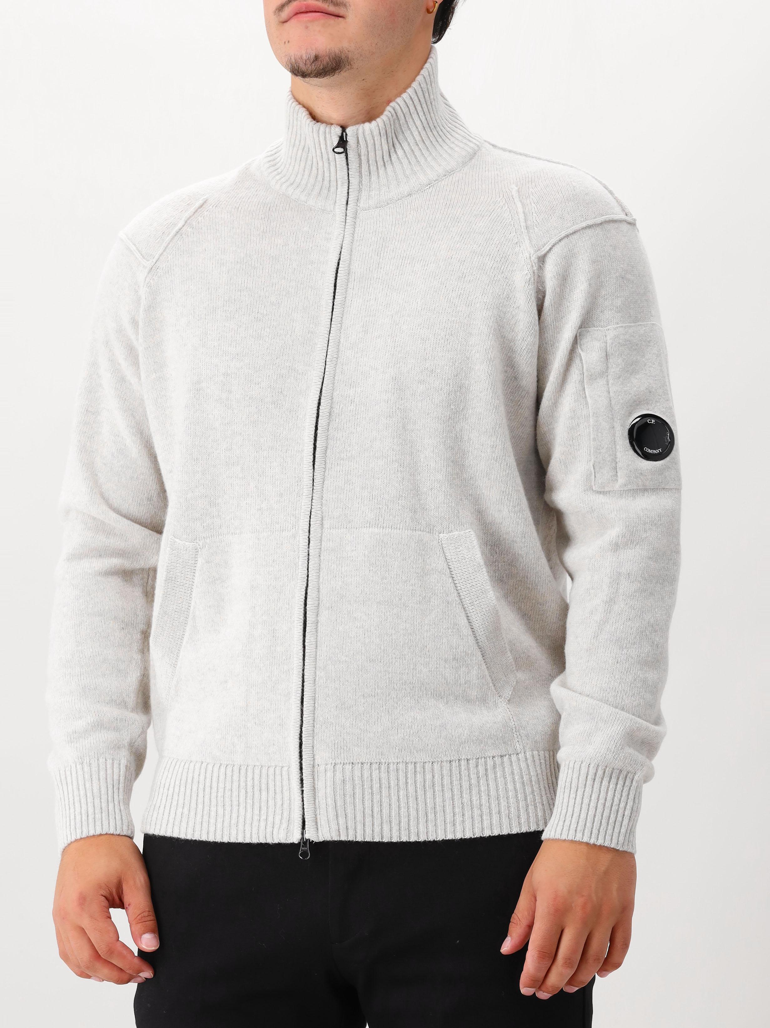 Cp Company Gebreid Vest Grijs Lambswool Grs